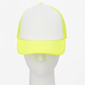 Neon Yellow & White Blank Mesh Trucker Hat - Snapback NWT